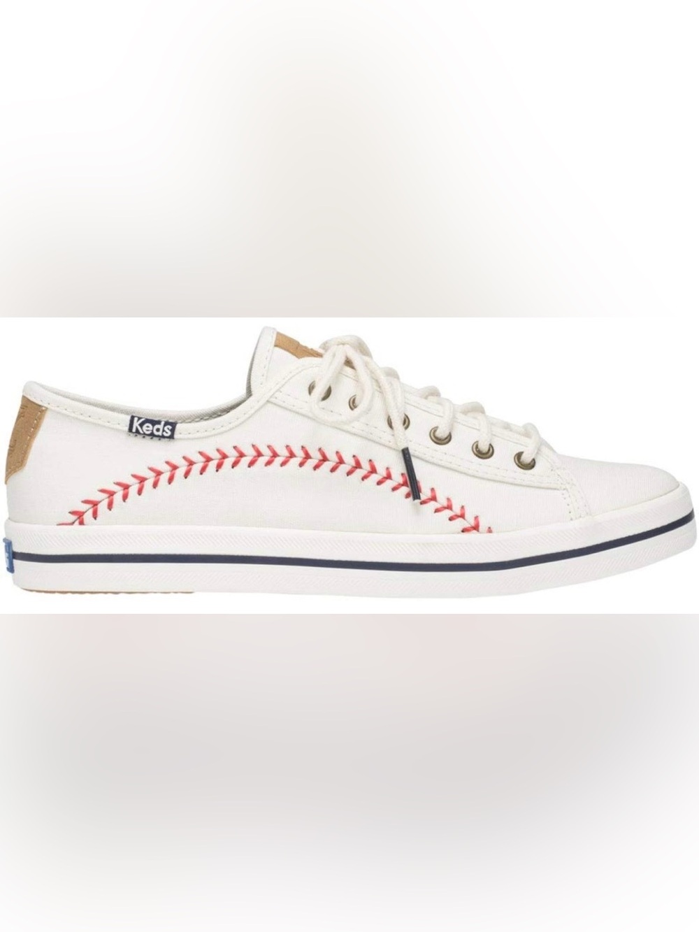 Keds Basket Kickstart Pennant White Baseball Stitch Sneakers Sz 10